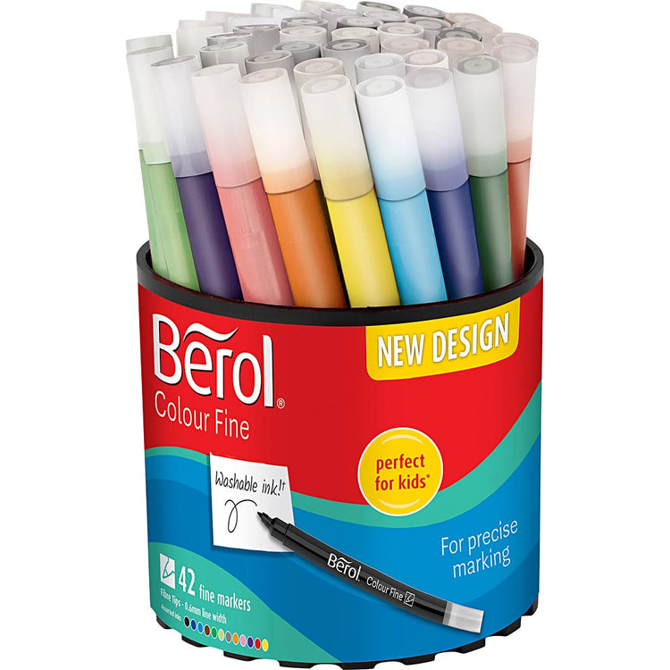 Berol Colorfine, D 10 mm, Liniendicke 0,3-0,7 mm, verschiedene Farben, 42 Stück 1 Box