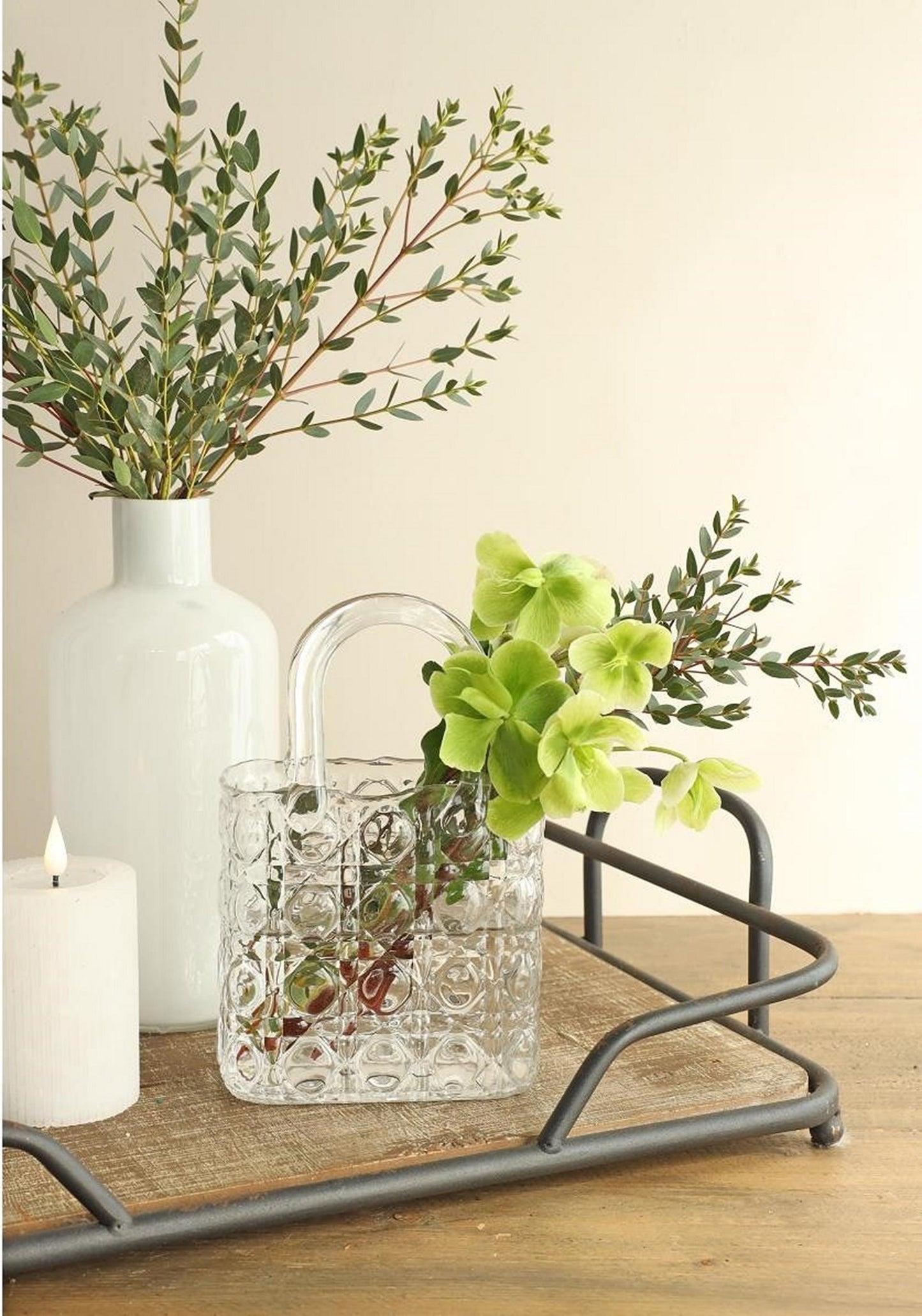 Ideen 4 Jahreszeiten Elysee Glashandtaschenvase 14x9,5x22cm