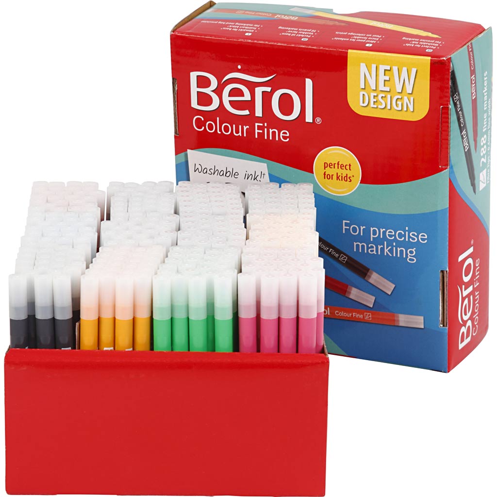 Berol Colorfine, Liniendicke 0,3-0,7 mm, verschiedene Farben, 288 Stück 1 Box