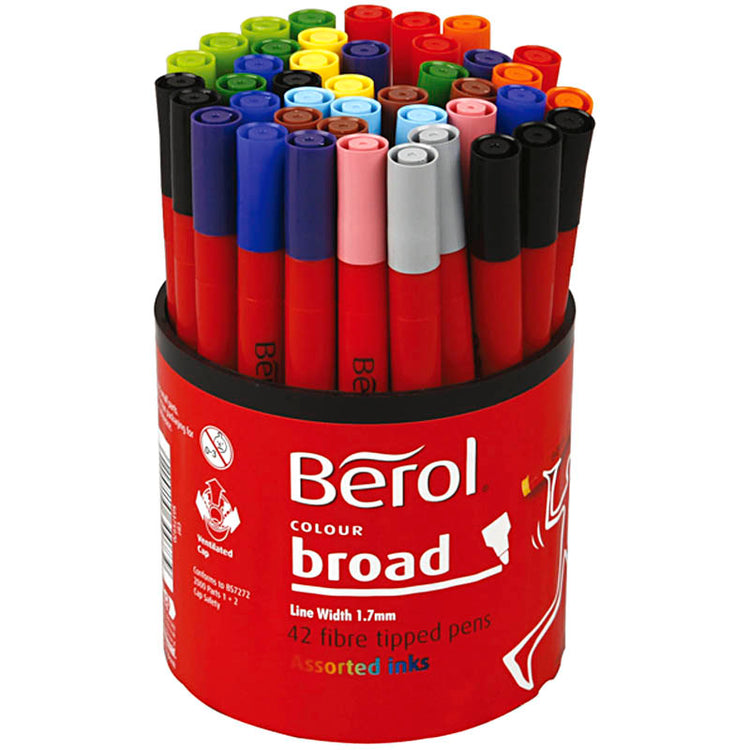 Berol Stift, D 10 mm, Liniendicke 1-1,7 mm, verschiedene Farben, 42 Stück 1 Box