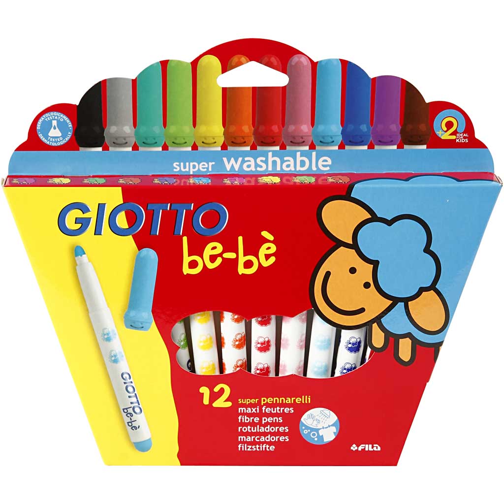 Giotto-Marker, D 5 mm, Strichstärke 1-3 mm, verschiedene Farben, 12 Stück 1 Box