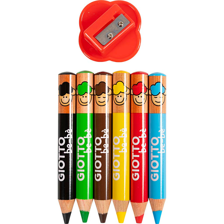 Giotto Buntstifte, L: 10,5 cm, Stärke 13 mm, Mine 6 mm, verschiedene Farben, 6 Stück 1 Box