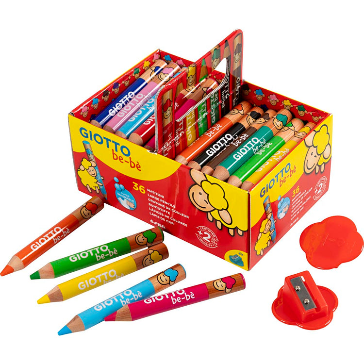 Giotto Buntstifte, L: 10,5 cm, D 13 mm, Mine 6 mm, verschiedene Farben, 36 Stück 1 Box