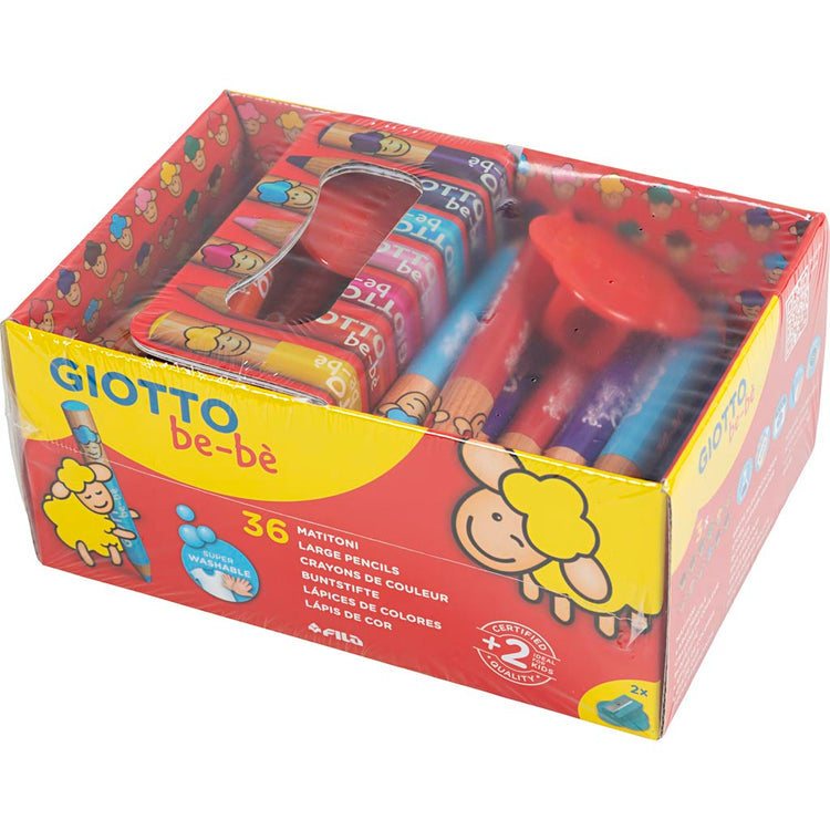 Giotto Buntstifte, L: 10,5 cm, D 13 mm, Mine 6 mm, verschiedene Farben, 36 Stück 1 Box