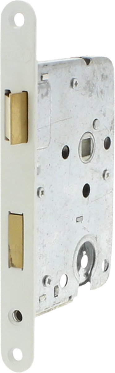 Starx Zylinderschloss – Zylinderschloss – Einsteckschloss mit Frontplatte weiß lackiert – Türschloss – 50 x 55 mm