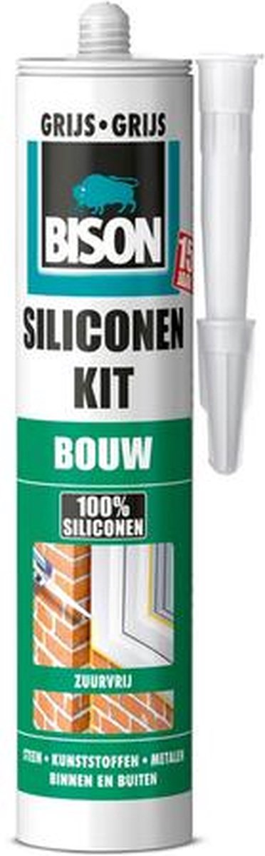 Bison Silikondichtstoff Bau grau Tube 300 ml dauerelastisch, wasserbeständig, alle Bauabdichtungen