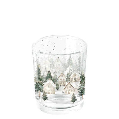 Ambiente Teelichthalter verschneite Häuser Ø5,5x6,6cm Glas