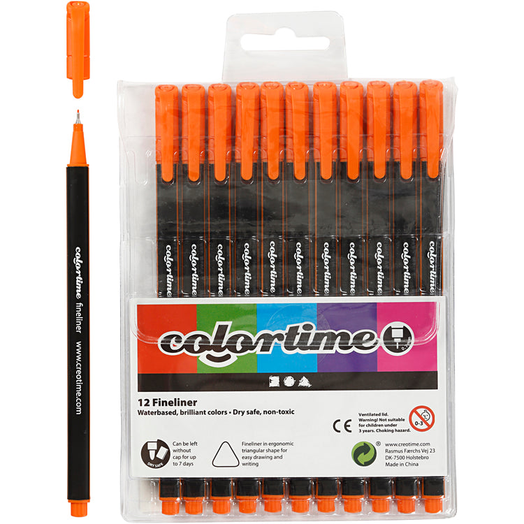 Colortime Fineliner, Strichstärke 0,6-0,7 mm, orange, 12 Stück 1 Box