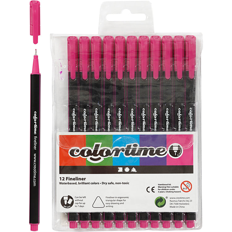 Colortime Fineliner, Strichstärke 0,6-0,7 mm, Alpenveilchen, 12 Stück 1 Box