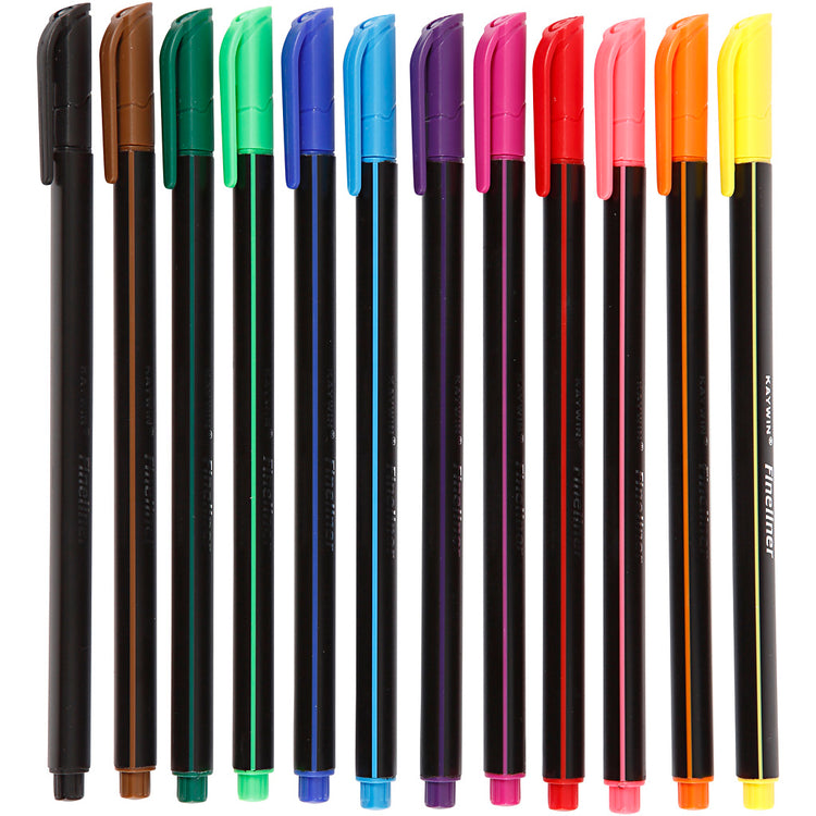 Colortime Fineliner, Strichstärke 0,6-0,7 mm, verschiedene Farben, 12 Stück, 1 Box