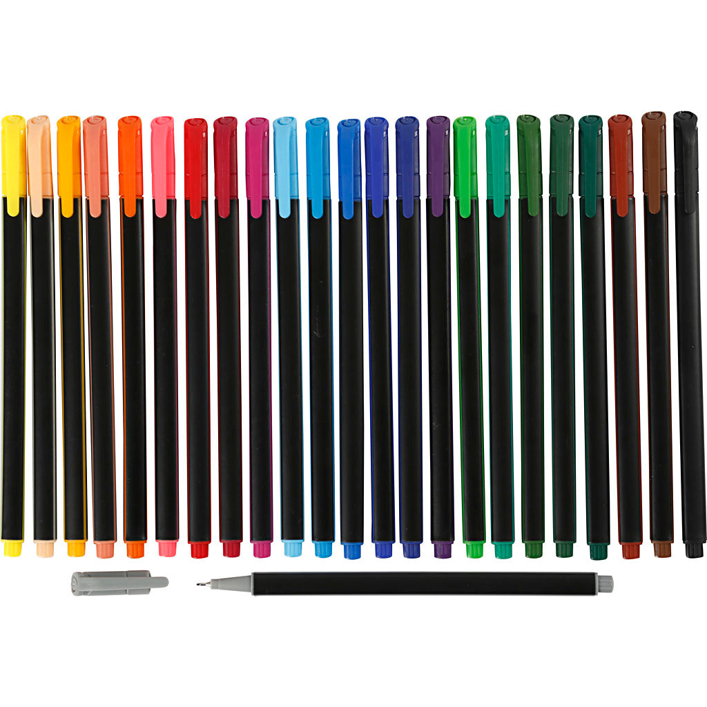 Colortime Fineliner, Strichstärke 0,6-0,7 mm, verschiedene Farben, 24 Stück, 1 Box