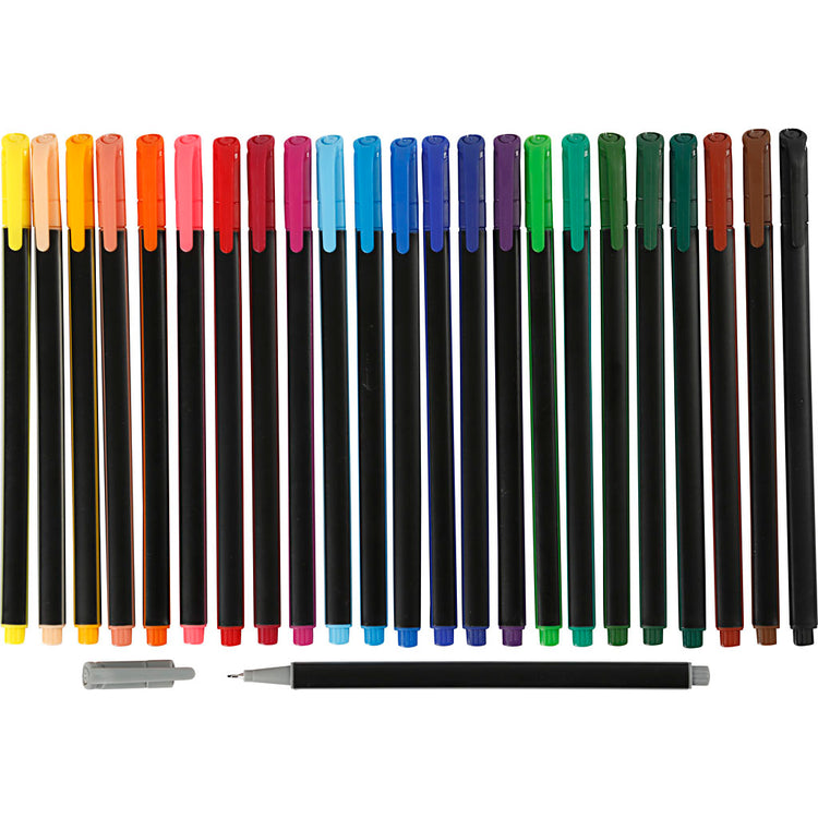 Colortime Fineliner, Strichstärke 0,6-0,7 mm, verschiedene Farben, 24 Stück, 1 Box