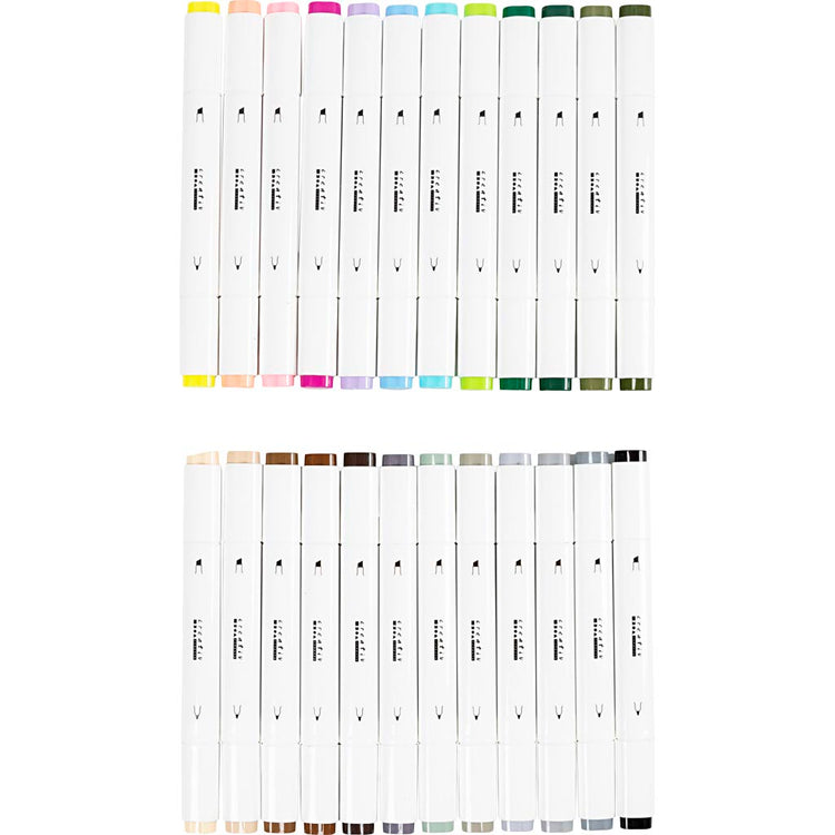 Creativ Company Zeichenstift, Strichstärke 1+8 mm, Pastellfarben, Standardfarben, 24 Stück 1 Box