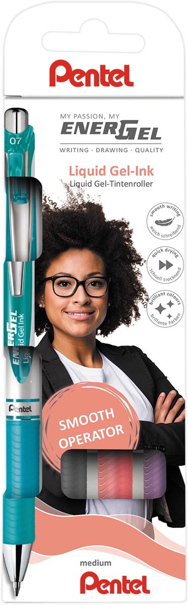 Pentel Roller Energel RT BL77 | Koffer mit 4 Stück | sortiert