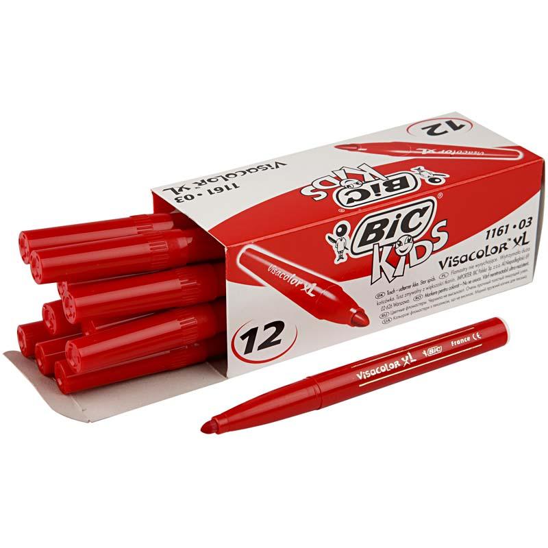 BIC Visa Farbfarbe Sten, Linie Deich 3 mm, rot, 12 Stück 1 Box