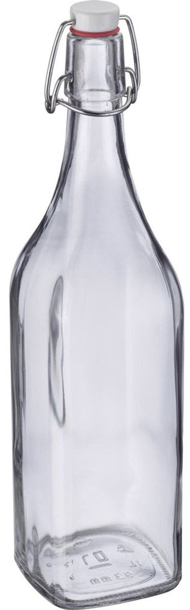 Westmark Bügelverschlussflasche Bügelverschlussflasche, quadratisch, Füllvolumen: 1 l, Glas Kunststoff Stahl, 66202270