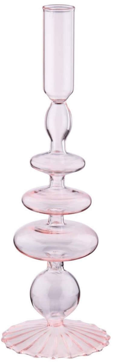 Arti Casa Kerzenhalter für Tafelkerze – ø9 x 28 cm – Kerzenhalter aus Glas, Heimdekoration – Hellrosa – Glas