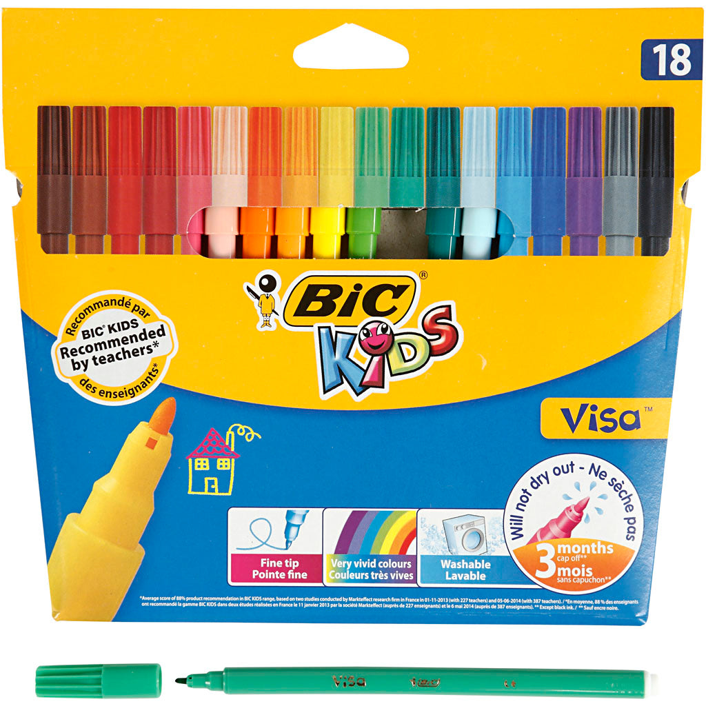 BIC -Visum feine Farbmarkierungen, Liniendicke 1,6 mm, verschiedene Farben, 18 Stück 1 Box