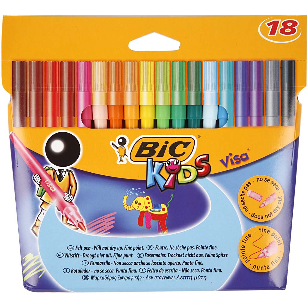 BIC -Visum feine Farbmarkierungen, Liniendicke 1,6 mm, verschiedene Farben, 18 Stück 1 Box