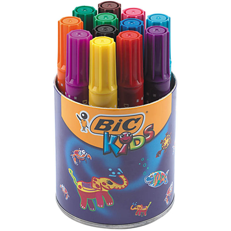 BIC Decoro Jumbo Marker, Liniendicke 4 mm, verschiedene Farben, 12 Stück 1 Box