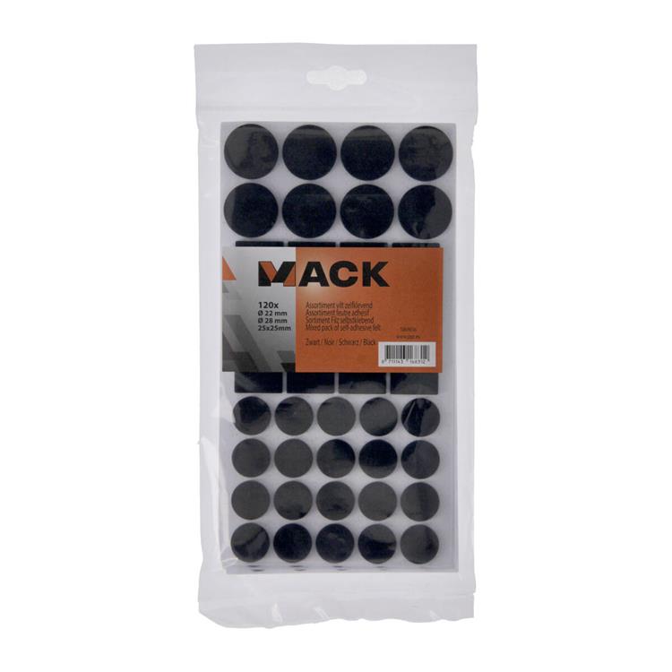 Mack 1069036 - Sortiment selbstklebender Filz schwarz | 12 Stück