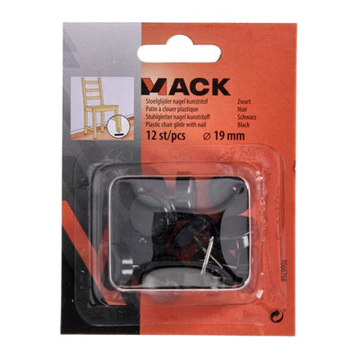 Mack 1066768 - Stuhlgleiternagel Kunststoff schwarz ø 19 mm 12 Stück | 6 Stück