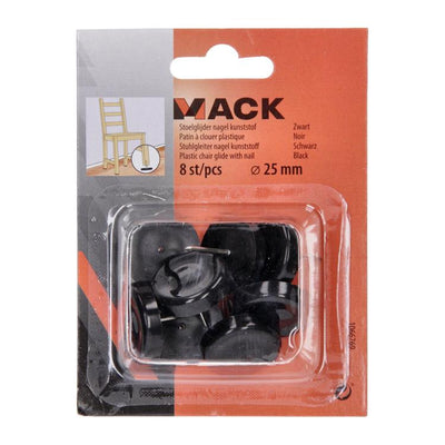 Mack 1066769 - Stuhlgleiternagel Kunststoff schwarz ø 25 mm 8 Stück | 6 Stück
