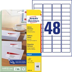 Adressetiketten Avery J4791-25 Laserweiß