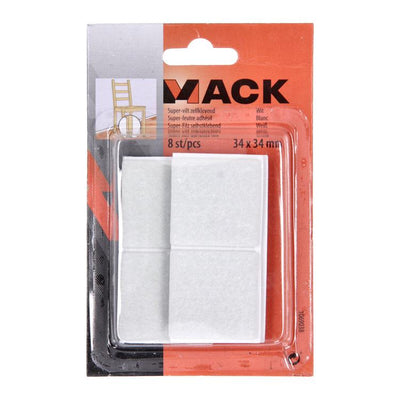 Mack 1069038 - Superfilz selbstklebend weiß 34 x 34 mm 8 Stück | 12 Stück