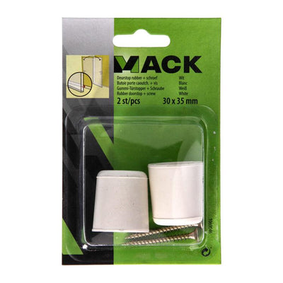 Mack 1069046 - Türstoppergummi + Schraube weiß 30 x 35 mm 2 Stück | 6 Stück