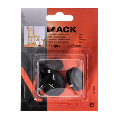 Mack 1066770 - Stuhlgleiter Nagel Kunststoff schwarz ø 28 mm 4 Stück | 6 Stück
