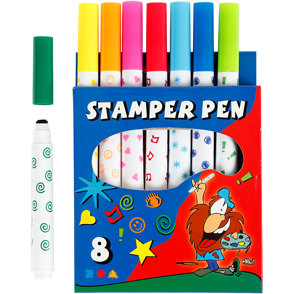 Stempelmarker der Firma Creativ, verschiedene Farben, 8 Stück, 1 Box