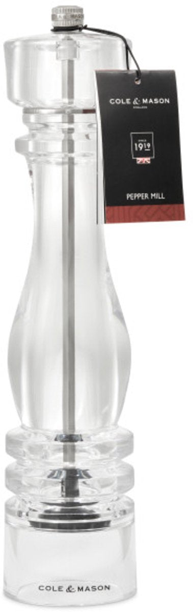 Cole Mason London Pfeffermühle – 30 cm – transparentes Acryl – XXL – Präzisionsmahlwerk