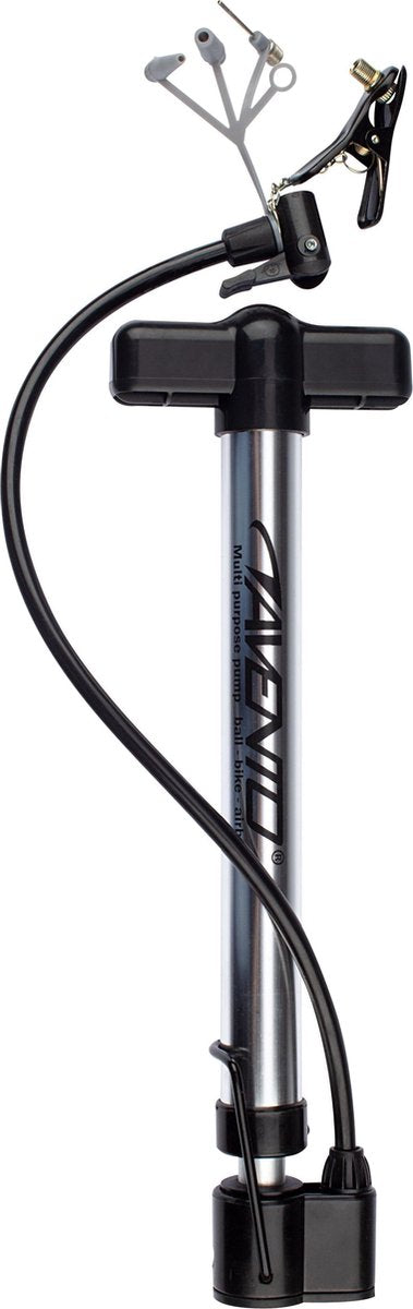 Avento Multifunktionspumpe mit Manometer – Fahrradpumpe – Standpumpe – Aluminium – inkl. 3 Anhänge
