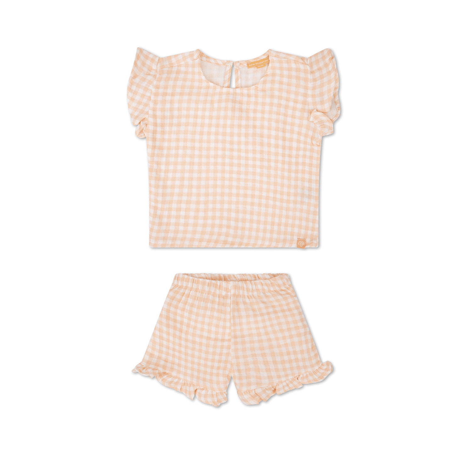 Sonnenuntergangsnetz | Orange weiße Mädchen Set Beach-Muslin