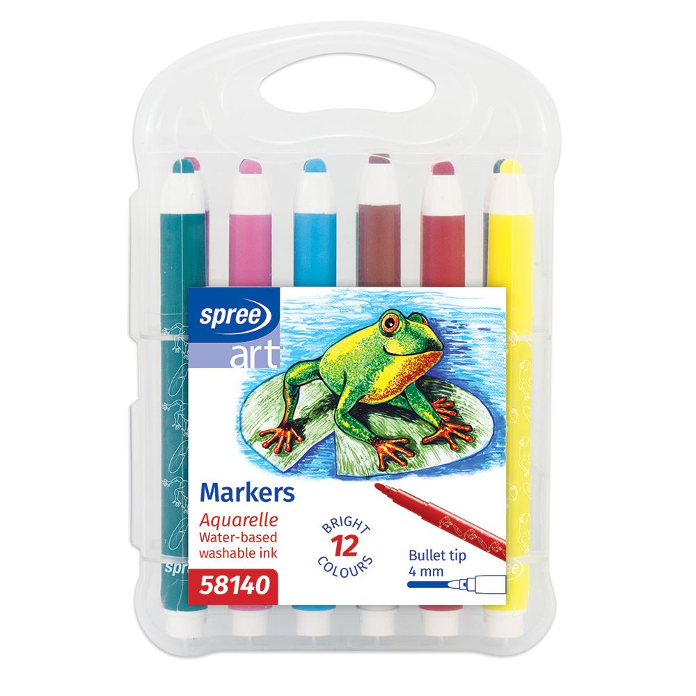 Kunstmarker, 12 Farben. 4mm. PP-Box
