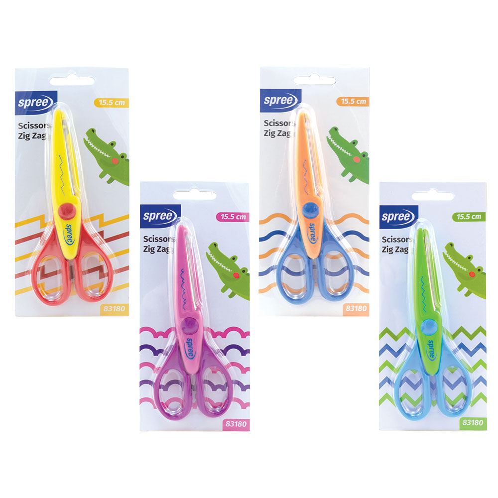 Zickzack-Kinderschere 15,5 cm. 4 Farben.