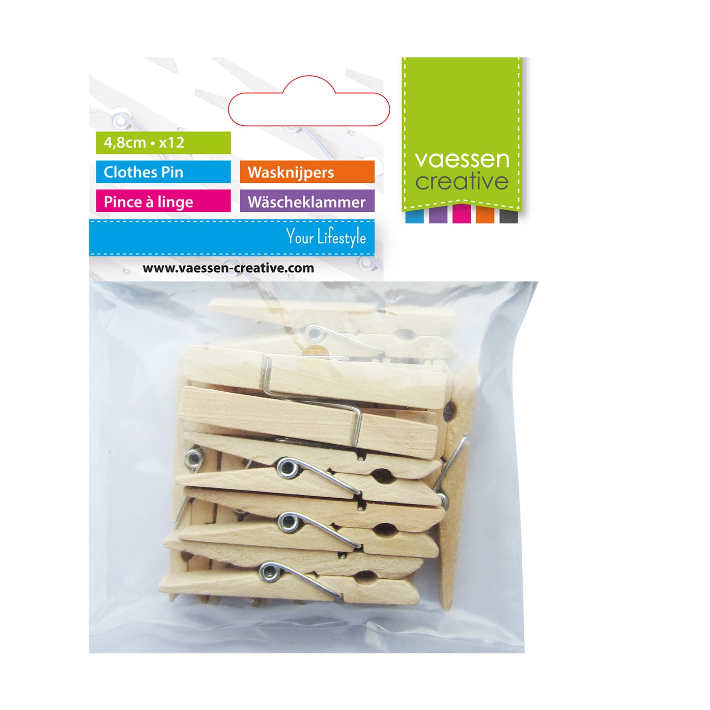 Vaessen creative • Wäscheklammern Holz 4,8 cm 12 Stück natur