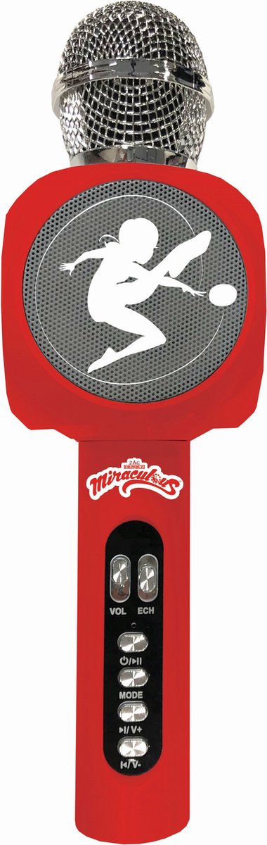 Lexibook Miraculous Bluetooth®-Karaoke-Mikrofon mit Lautsprecher, Beleuchtung und Sprachwechslerfunktion