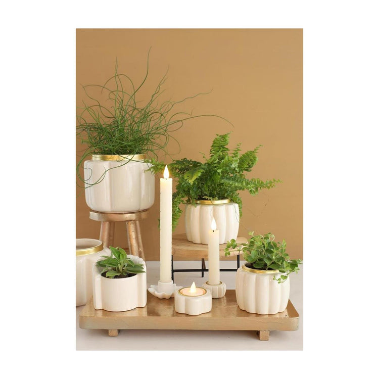 Ideen 4 Jahreszeiten Blumentopf-Pouffe Creme ø9,5xh7,6cm