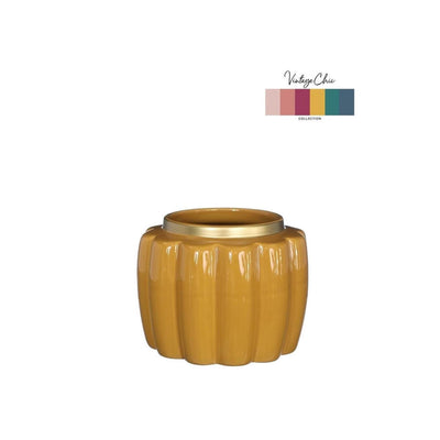 Ideen 4 Jahreszeiten Blumentopf Pouff Senf ø12,6xh9,7cm