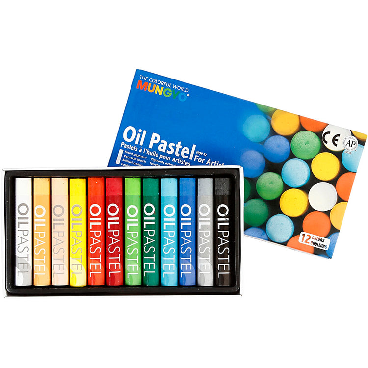 Mungyo-Ölpastell, L: 7 cm, Stärke 11 mm, verschiedene Farben, 12 Stück 1 Box
