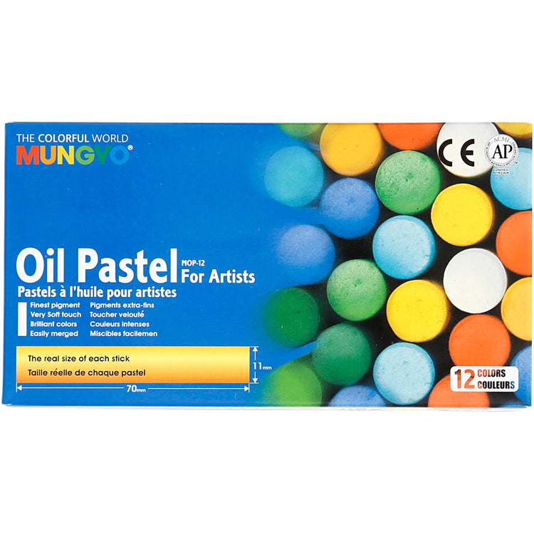 Mungyo-Ölpastell, L: 7 cm, Stärke 11 mm, verschiedene Farben, 12 Stück 1 Box