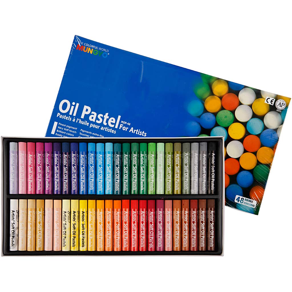 Mungyo-Ölpastell, L: 7 cm, Stärke 11 mm, verschiedene Farben, 48 Stück 1 Box