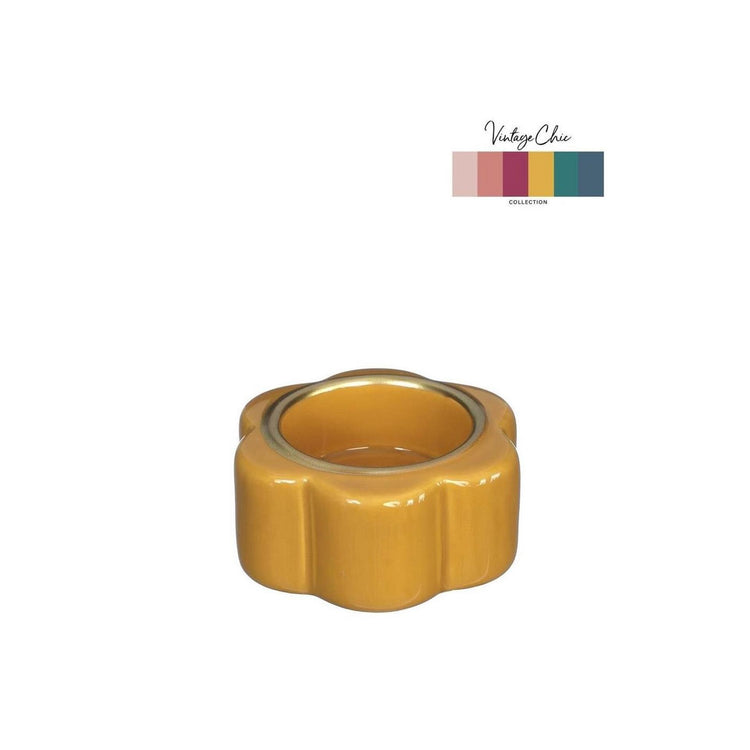 Ideen 4 Jahreszeiten Teelichthalter Pouff Senf ø7xh3,4cm