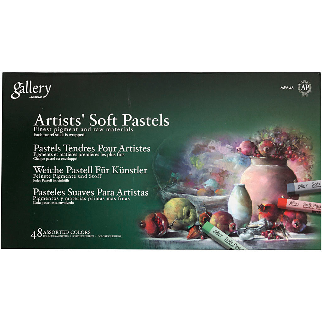 Mungyo Gallery Soft-Pastell-Set, L: 6,5 cm, Stärke 10 mm, verschiedene Farben, 48 Stück 1 Box