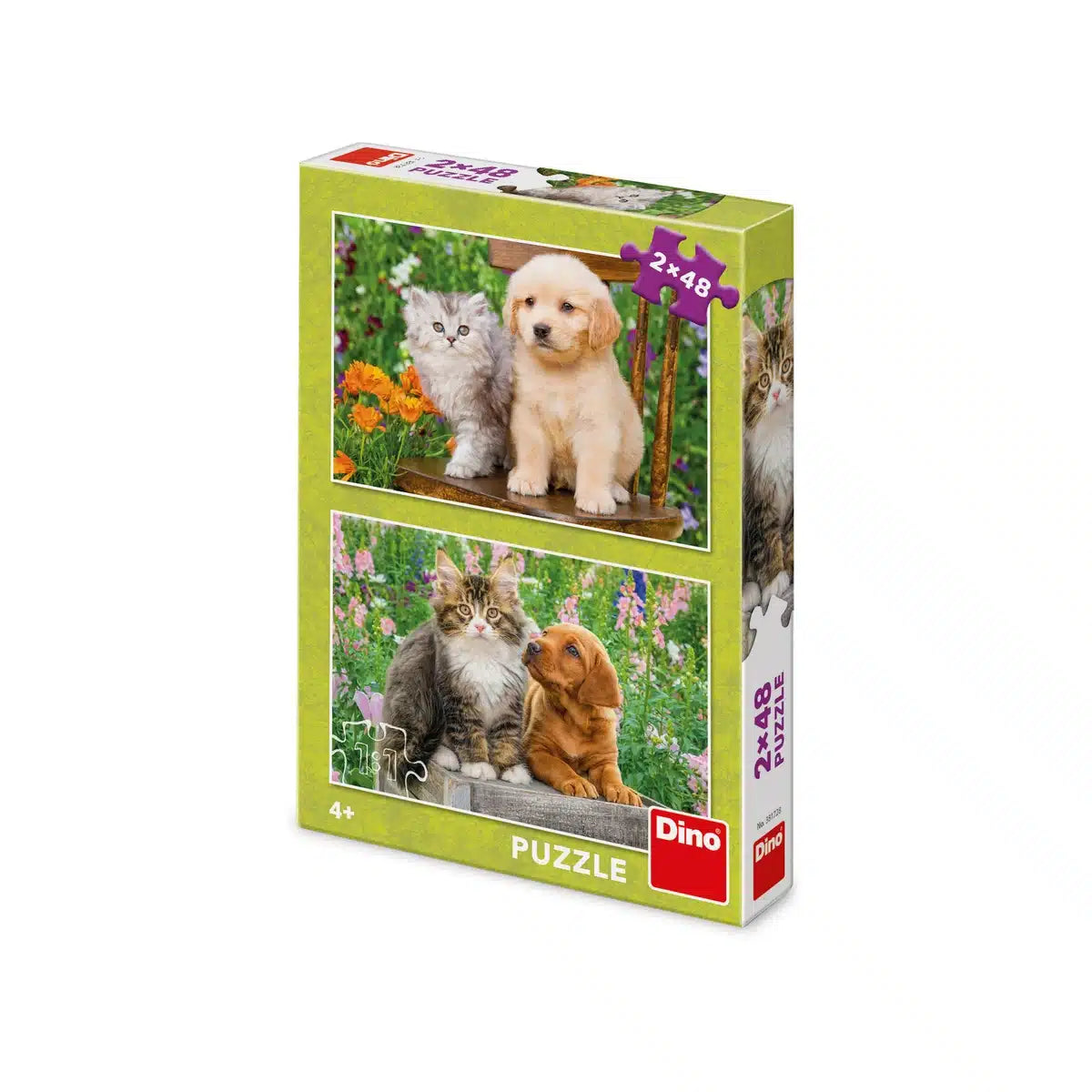 Dinotoys Dino Kinderrätsel mit Hund mit Poes - 2 x 48 Stücke