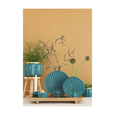 Ideen 4 Jahreszeiten Vase Pfau Petrol ø6,5x15x13,6cm
