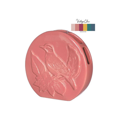 Ideen 4 Jahreszeiten Vase Vogel Terra Pink ø6x20x20cm
