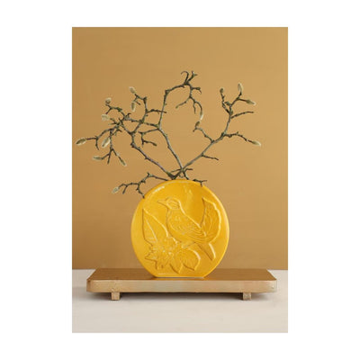 Ideen 4 Jahreszeiten Vase Vogel Senf ø6x20x20cm